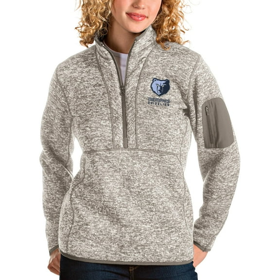 Women's Antigua Natural Memphis Grizzlies Fortune Quarter-Zip Pullover Jacket