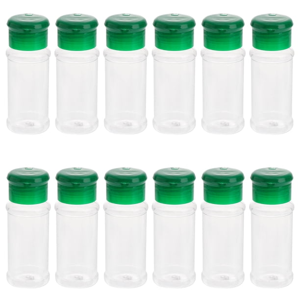 12 botes de plástico para condimentos, especias, pimenteros, saleros y vinagreras para barbacoa y cocina (verde)