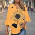 thumbnail image 2 of CYMMPU Blouses for Women Dressy Casual V Neck Summer Fashion Shirts Loose Fit Tunic Tops Floral Printed Spring Tops 3/4 Sleeve Flare Hem Hide Belly Tops to Wear with Leggings T-Shirts XL, 2 of 6