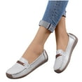 thumbnail image 5 of hopeusnice Women's Faux Leather Loafers Slip On Flats Comfortable Buckle Shoes Breathable Driving Moccasins Soft Sole Walking Shoes Everyday Wear Flats Comfortable Shoes Gray 40, 5 of 6
