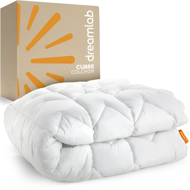 Dreamlab Cubre Colchón de Microfibra| Extra Relleno de Microfibras recubiertas en Gel | Hipoalergénico, Certificado Oekotex-100 | Tamaño Individual (100cm x 190cm)