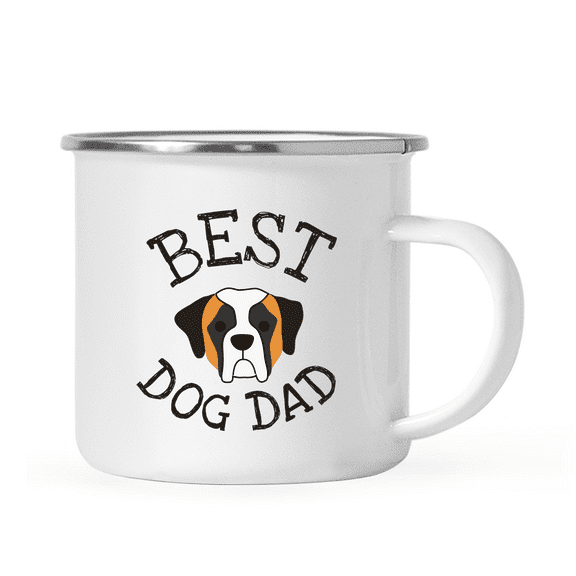 Koyal Wholesale Best Dog Dad Stainless Steel Campfire Coffee Tea Mug, Saint Bernard, Dog Graphic, 1-Pack