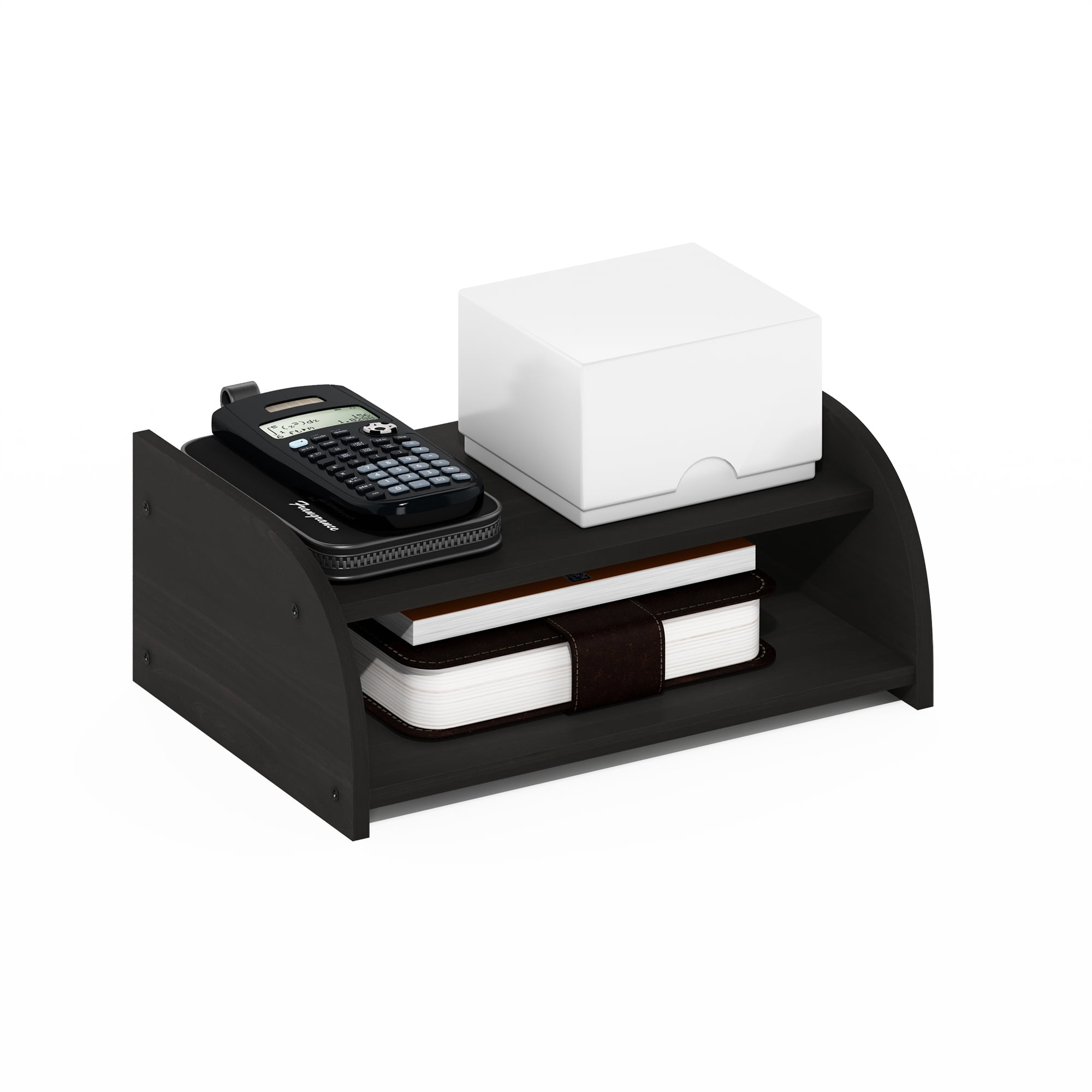 Furinno CLASSIC Desk Organizers and Accessories, 2-Tier Monitor Riser, Office Organization, Desk Top Book Shelf, for Office Supplies, Office Desk Accessories, Dark Espresso