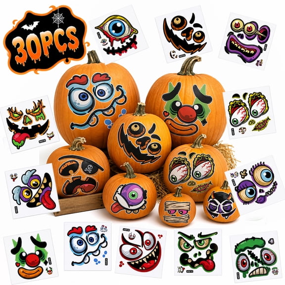 Stickers for Kids Halloween Pumpkin Decorating Stickers Halloween Pumpkin Craft Stickers Kids DIY 30 Sheet Make A Pumpkin Face Sticker for Halloween