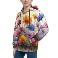 thumbnail image 2 of Kdxio Colorful Wildflower Meadow Pattern Boys Athletic Unisex Boys Girls Hoodie with Pocket Sweatshirts-Large, 2 of 6