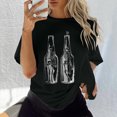 thumbnail image 2 of Top de manga corta suelto con estampado de calavera Retro desgastado y hombros caídos para mujer Pompotops hfajkhk125770, 2 of 6
