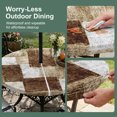 thumbnail image 5 of Round Outdoor Tablecloth with Umbrella Hole and Zipper, Patchwork Texture Tablecloth with Elastic Waterproof, Retro Rustic Blocks Abstract Linen Brown Patio Table Covers for 55" - 60" Pool Tables, 5 of 9