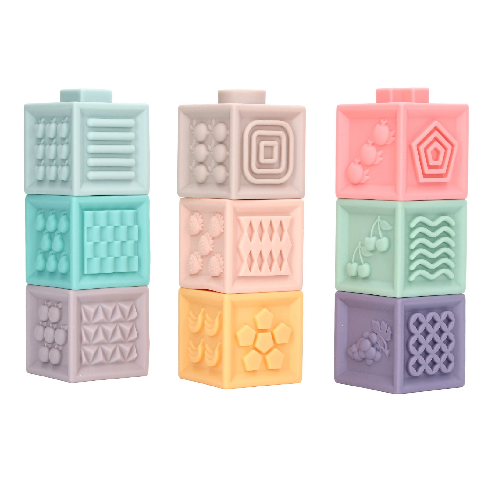 Kozecal Baby Blocks Toy soft Stacking Block 9pcs Baby Block Toy Soft Educational Squeezable Stacking Building Blocks For Toddlers Infants