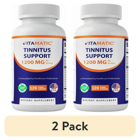 (2 pack) Vitamatic Tinnitus Relief Support – 120 Veggie Capsules – 1200 mg Per Serving- Supports Ear Health, Reduces Ringing in Ears, Non GMO- Gluten Free