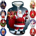 thumbnail image 2 of Sudadera con capucha navideña para hombre, con estampado 3D de Papá Noel, sudaderas gráficas, sudadera con capucha divertida informal unisex, ropa de calle para hombre, 2 of 5