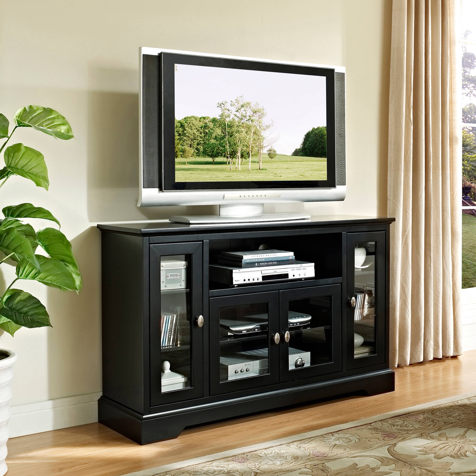 Wood Console Table Tv Stand For Tvs Up To 55 Multiple Finishes in Tv Stand For 55 Inch Flat Screen