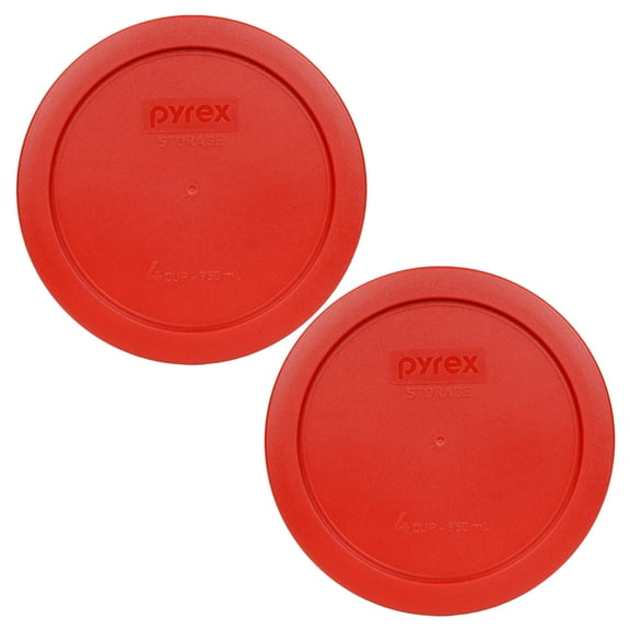 Pyrex Replacement Lid 7201-PC Poppy Red Plastic Cover (2-Pack) for Pyrex 7201 4-Cup Bowl (Sold Separately)