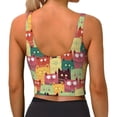 thumbnail image 3 of Vsdgher Cute Cartoon Cat Print Women Sleeveless Athletic Tank Top Built-in Bra Camisole Sports Vest for Yoga Running Fitness Exercise with Removable Pads, 3 of 8