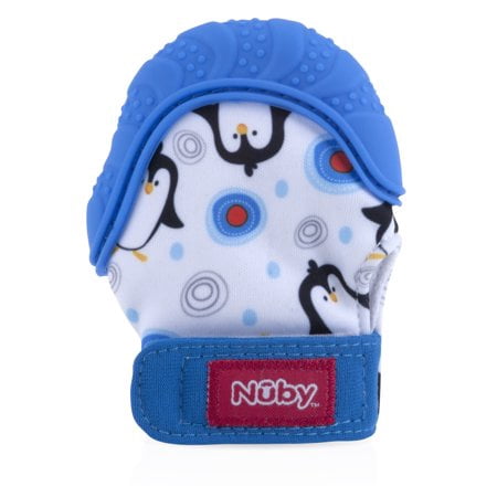 Nuby Happy Hands Teething Mitten for Babies, Pink Butterfly Design