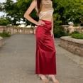 thumbnail image 7 of Women's High-Waisted Satin Maxi Skirt - Medium, Burgundy, 7 of 7