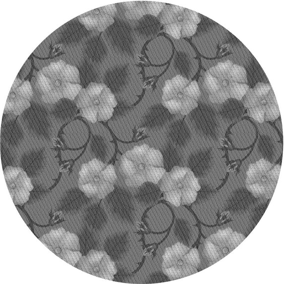 Ahgly Company Indoor Round Patterned Gray Dolphin Gray Area Rugs, 3' Round