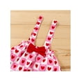 thumbnail image 6 of Toddler Girls Valentine's Day Outfits Short Sleeve Crew Neck T-Shirt Top+Heart Printed Strap Skirt+Headband, 6 of 7