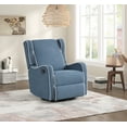 thumbnail image 2 of Angel Line Rebecca Upholstered Swivel Gliding Recliner, Blue, 2 of 4