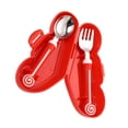thumbnail image 2 of 1 Set Kids Tableware Silicone Handle Learning Spoon Fork Toddler Eating Tool, 2 of 9