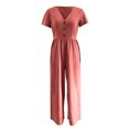 thumbnail image 5 of Ausyst Jumpsuits for Women Summer Casual Sexy Short Sleeve Solid Color Bib Pantss Jumpsuits Summer Baggy Rompers Clearance, 5 of 8