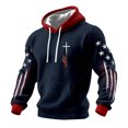thumbnail image 2 of Yaoyar Men's Fall Winter Cross Print Long Sleeve Hooded Sweatshirt, Cozy Pullover with Bold Graphic for Seasonal Streetwear Style, 2 of 3