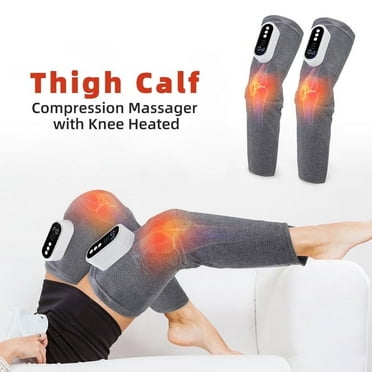 Cordless Leg Massager with Heat and Compression, Calf and Thigh Air Pressure Massage with Knee Hot Compress, 3 Heating Massage & Intensity Mode, 15min Timing for Relieve Leg Fatigue