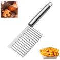 thumbnail image 2 of Crinkle Cut Knife,Crinkle Cutter for Veggies,French Fry,Potato,Cucumber,Carrot and Fruit,Stainless Steel Wave Fries Cutter Slicer with Handle,Crinkle Knife,Wavy Knife,Dishwasher Safe,1 Pack,8.8"x2.3", 2 of 7