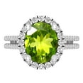 thumbnail image 2 of Dazzlingrock Collection 10X8mm Oval Peridot & Round White Diamond Halo Style Engagement Ring for Women (0.40 ctw, Color I-J, Clarity I1-I2) in 14K White Gold, Size 8.5, 2 of 5