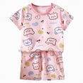 thumbnail image 4 of HCNTES Kid Summer Clothes Boy Toddler Baby Girl Outfit Sets Short Sleeve T-shirt Elastic Waist Shorts 2 Piece Short Set Summer Outfits For Kids 3t 4t 5t 6t 7t School Activities(Y1-Pink,3-4 Years), 4 of 4
