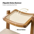 thumbnail image 3 of Tina's Home 2 Pieces Reversible Back Rattan Dining Chairs with Solid Wood Legs, Farmhouse Kitchen & Living Room Accent Chair, Acorn, 3 of 9