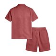 thumbnail image 4 of CONZONE Mens 2 Peice Beach Outfits Solid Color Short Sleeve Buttons Up Shirts Shorts Sets Breathable Summer Tracksuits, 4 of 7