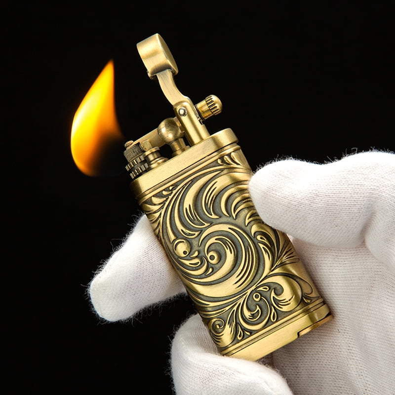 Pipe Special Lighter, Windproof Direct Impact Retro Bronze Travel Portable Lighter