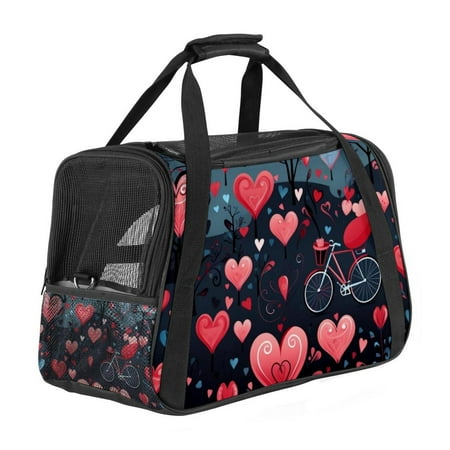 LOVE Fabric Dog Carrier Bag with 900D Oxford Cloth Base and Nylon Webbing - 17x10x11.8 in - Pet Travel Tote for Small Pets - Durable