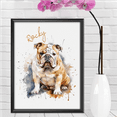 thumbnail image 4 of Lotusprinthandmade Personalized Name Bulldog Gift for Dogs and Dog Lovers Watercolor style Canvas 1.5in 36" x 24", 4 of 5