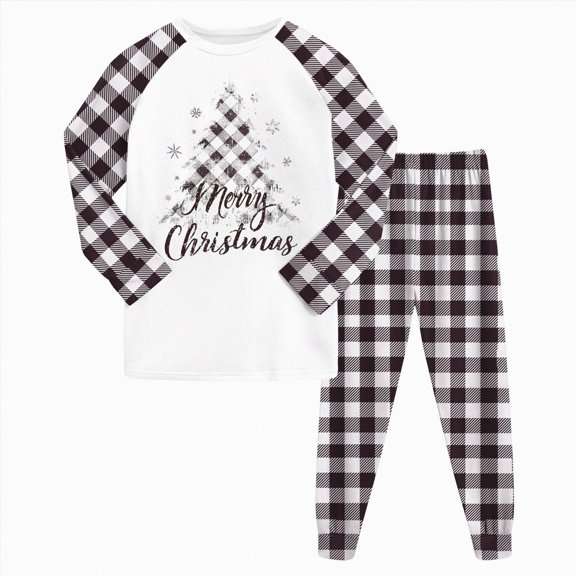 ORT Christmas Kids Pajama For Girls Boys Cozy Sleepwear With Xmas Graphic Prints O-Neck Long Sleeve T-Shirts Pants Homewear