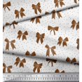 thumbnail image 2 of Soimoi Brown Velvet Fabric Bow & Dots Print Fabric by Yard 58 Inch Wide, 2 of 3