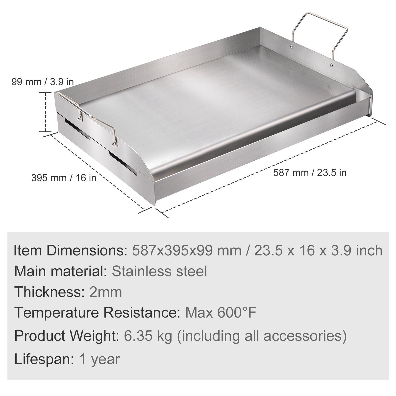 23.5x16 Inch Pre Cured Stainless Steel Rectangular Dual Stovetop Frying Pan Non Stick with Handle Oil Slot for Grills Gas Ovens Silver