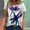 thumbnail image 5 of Camiseta informal Vintage con temática de animales para mujer, Tops básicos de manga corta con cuello redondo, Camiseta holgada con estampado de libélula 3D para mujer 2022, 5 of 5