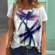 thumbnail image 4 of Camiseta informal Vintage con temática de animales para mujer, Tops básicos de manga corta con cuello redondo, Camiseta holgada con estampado de libélula 3D para mujer 2022, 4 of 4