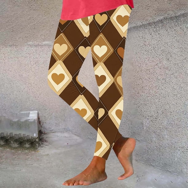 TaTaai Women's Valentine Print Casual Yoga Leggings, Valentine's Day Gift, Daily Home Activewear Leggings Gift