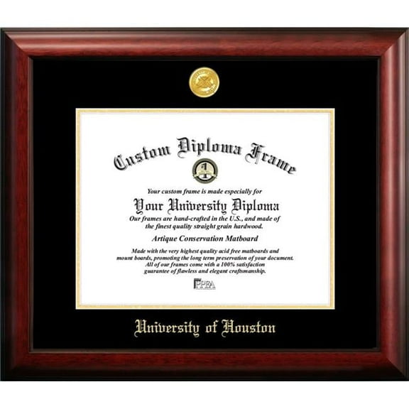 Campus Images TX954GED-1411 14 x 11 in. University of Houston Gold Embossed Diploma Frame - Satin Mahogany