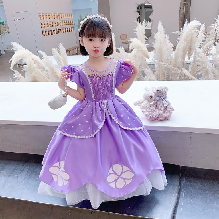 Ekezon, Girls Princess Sofia Costume, Age 3-12, Purple