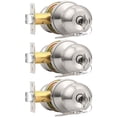 thumbnail image 1 of Probrico - Perillas de puerta de bola de níquel cepillado con una llave, cerradura de entrada con llaves, paquete de 3 cerraduras de puerta con llaves iguales, herrajes con llave para interior y exter, 1 of 7