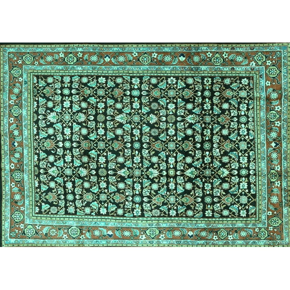 Ahgly Company Machine Washable Indoor Rectangle Persian Turquoise Blue Traditional Area Rugs, 2' x 3'