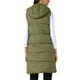 thumbnail image 3 of Chaleco sin mangas para mujer, chaqueta de plumas larga con capucha, color verde, 3 of 6