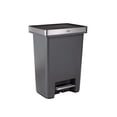thumbnail image 1 of Rubbermaid Premier - Papelera de alta capacidad, 19 galones, basura o reciclaje de corriente simple o doble, carb&oacute;n, borde de acero inoxidable, cerradura de tapa, tapa silenciosa, para el h, 1 of 7