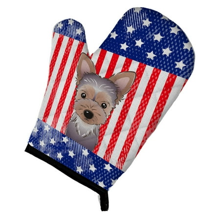 

Carolines Treasures BB2162OVMT American Flag and Yorkie Puppy Oven Mitt Large multicolor