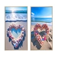 thumbnail image 2 of Designart "Glorious Pink Heart Amidst Tropical Beach II" Beach Framed Wall Art Set Of 2 - Coastal Pink Framed Wall Art Set Of 2, 2 of 6