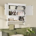 thumbnail image 2 of Aiho Medicine Cabinet Bathroom Organizer, Double Door Wall Mounted Storage Mirror Cabinet with Adjustable Shelves - White, 2 of 9