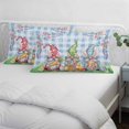 thumbnail image 3 of Easter Bunny Gnomes Pillow Covers, Linen Long Throw Pillow Case, Spring Easter Eggs Floral Blue Plaid Holiday Pillow Protector Decorative Cushion Cover for Living Room/Bedroom 12" x 20", 3 of 8